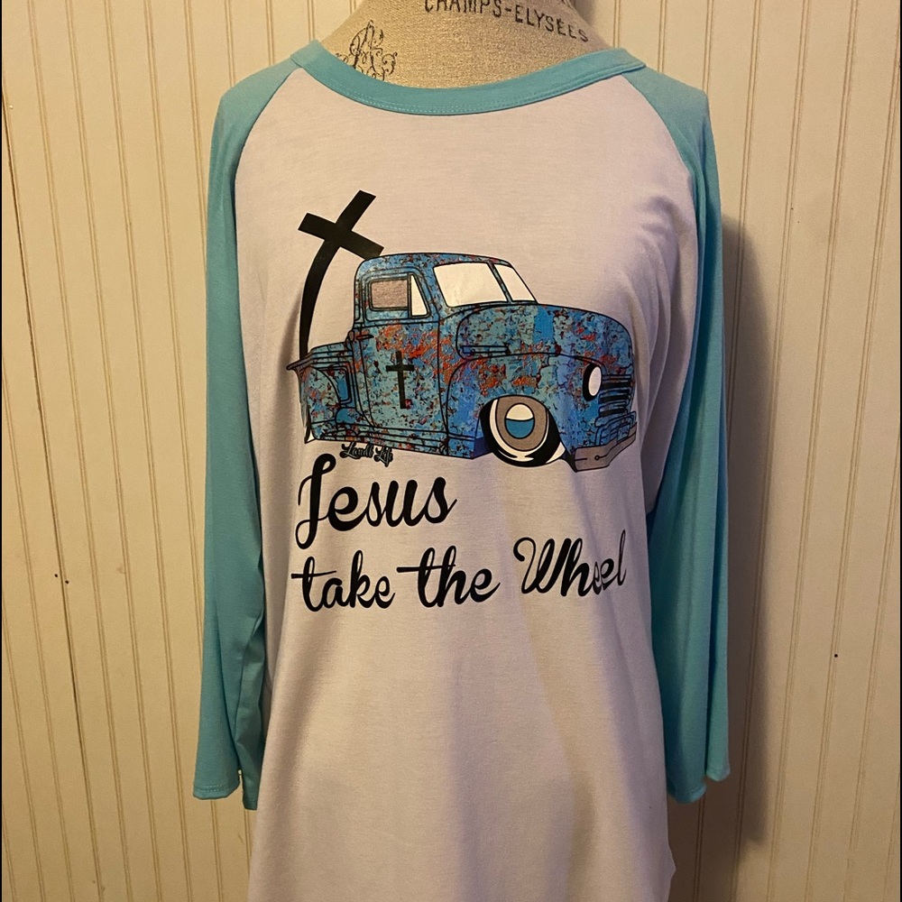 2xl Jesus Take The Wheel 3/4 sleeve shirt-L&B Life
